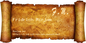 Fridrich Mirjam névjegykártya